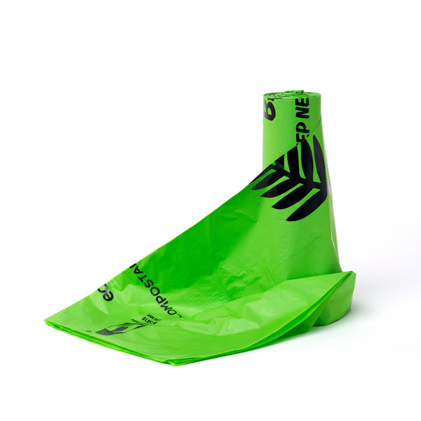 75L Home Compostable Bin Liner. Perfect for lining your home or office bin. Picture of roll standing up.