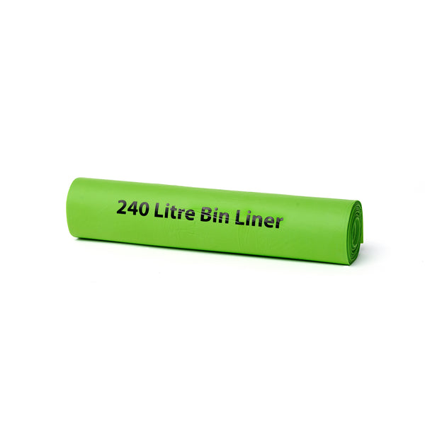 240L Compostable Bin Liner, great for lining your large council wheelie bin (waste bin only). They are also good sized bags for use in warehouses, factories or businesses collecting organic waste.