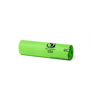 75L Home Compostable Bin Liner. Perfect for lining your home or office bin. Picture of roll on its side.