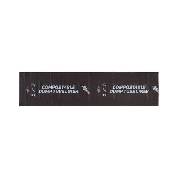 Compostable coffee dump tube liner for cafe's. Picture of bag flat.